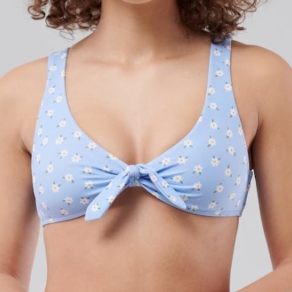 Hollister Other - SET TIE-FRONT SCOOP BIKINI TOP & RIBBED BOTTOM BLUE SIZE M Hollister Swim